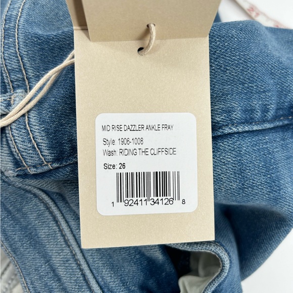 NWT $238 MOTHER Mid Rise Dazzler Ankle Fray Riding The Cliffside - Picture 7 of 9